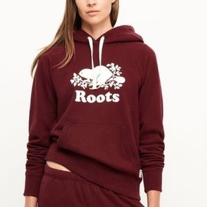 roots size large maroon/burgundy hoodie.